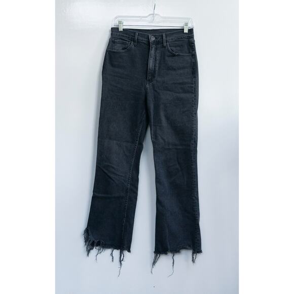 3x1 NYC Empire Frayed Crop Flare High Rise Jeans Size 28 Starling Black Denim - Picture 1 of 5